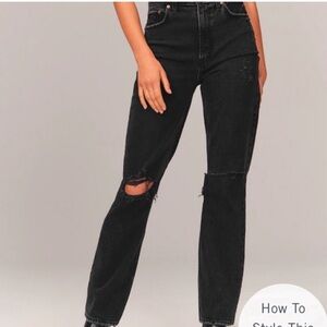 Abercrombie & fitch the 90s straight ultra high rise black jeans size 29